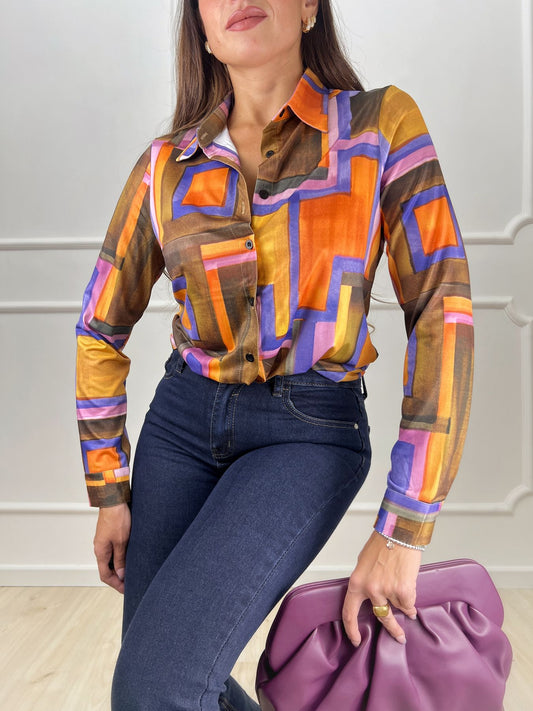 Camicia fantasia arancio