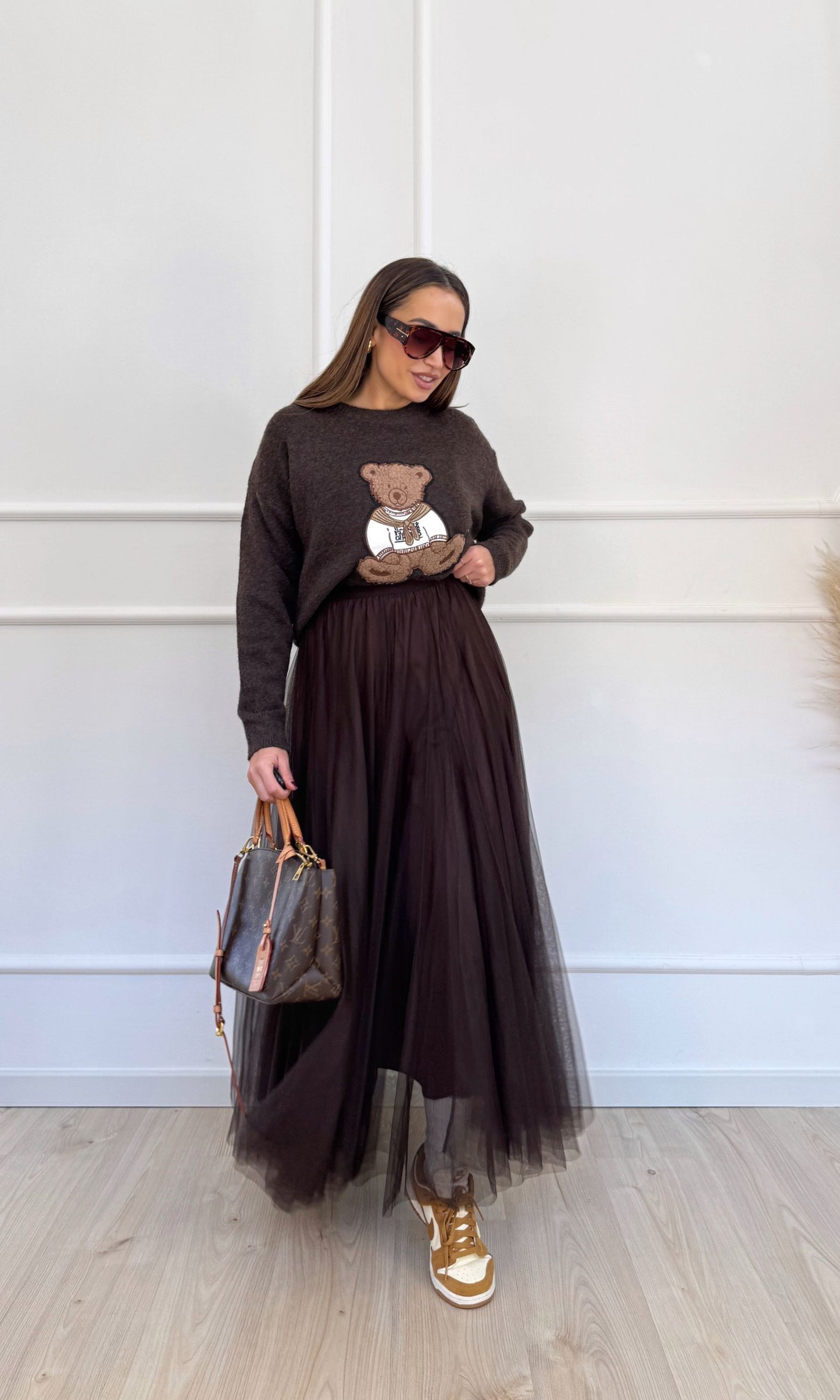 Gonna in tulle marrone