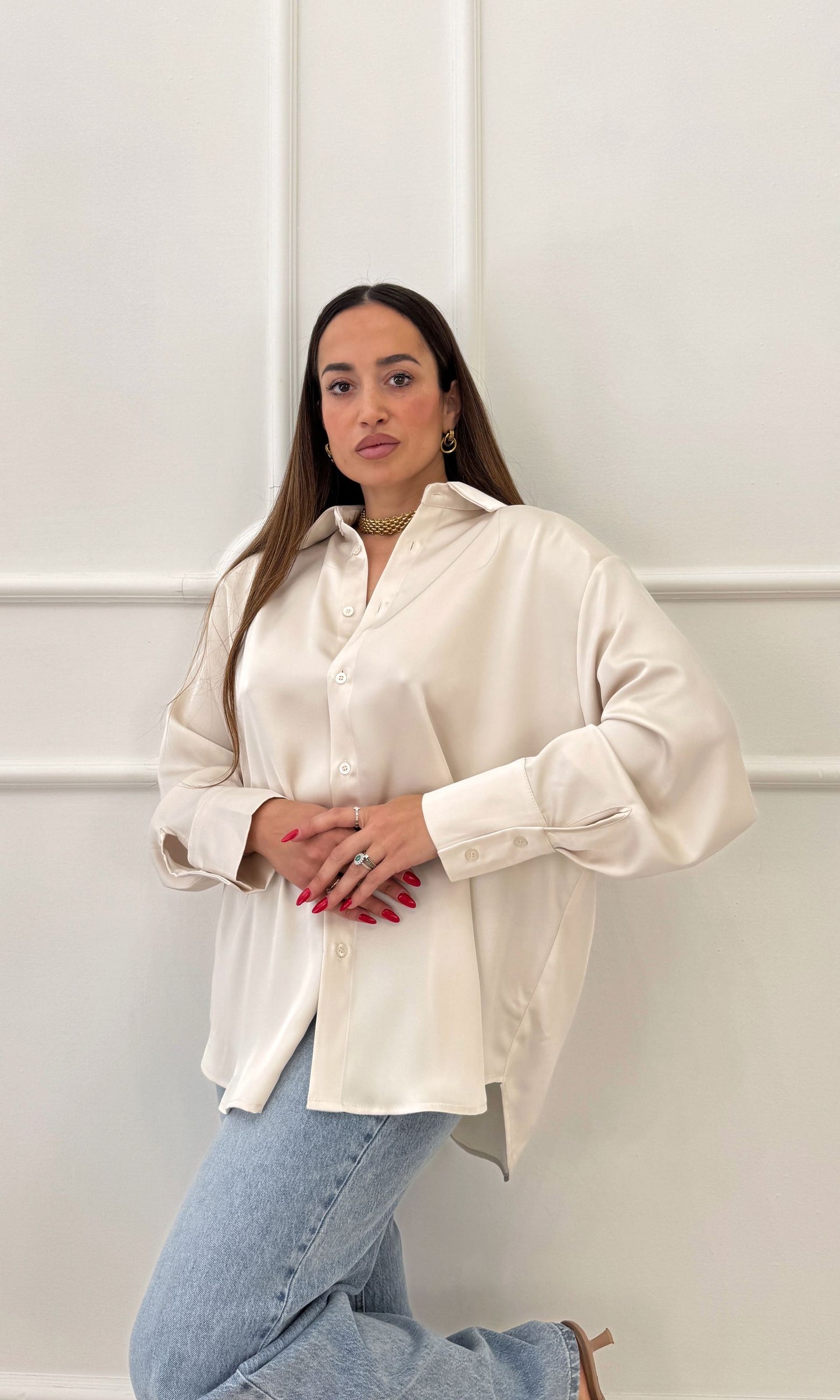 Camicia over in satin