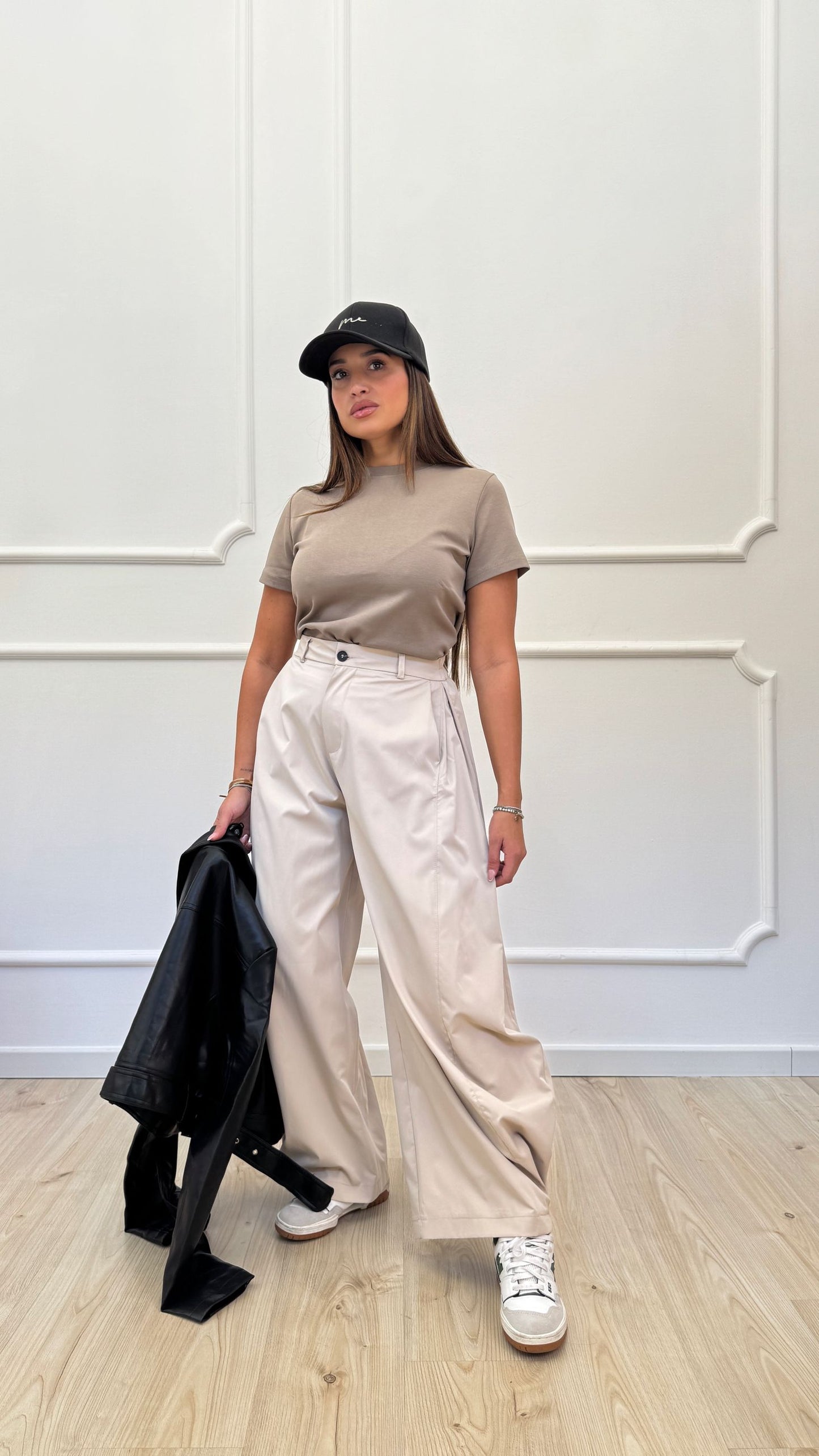 Pantalone balloon effetto raso