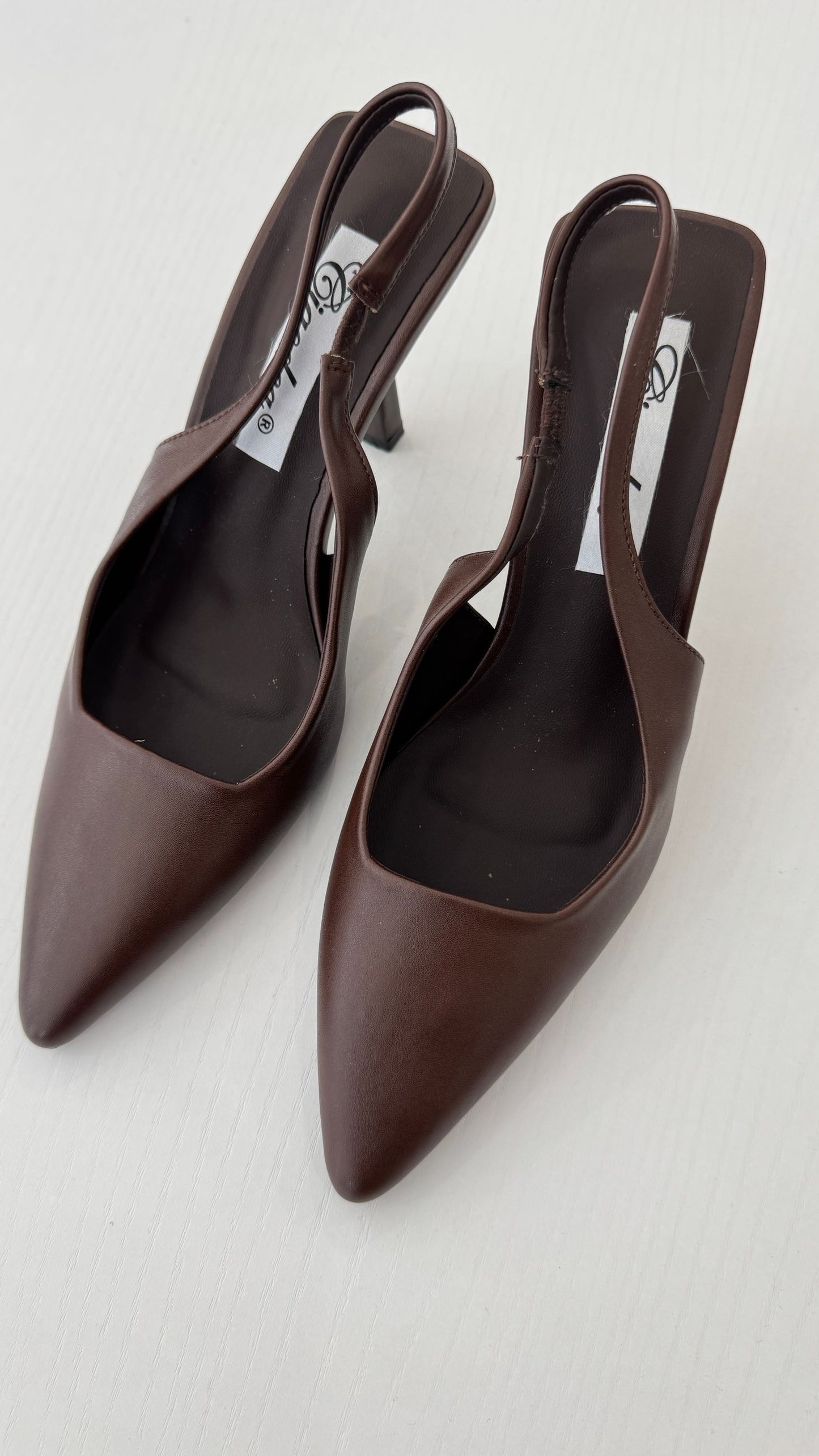 Décolleté slingback marroni