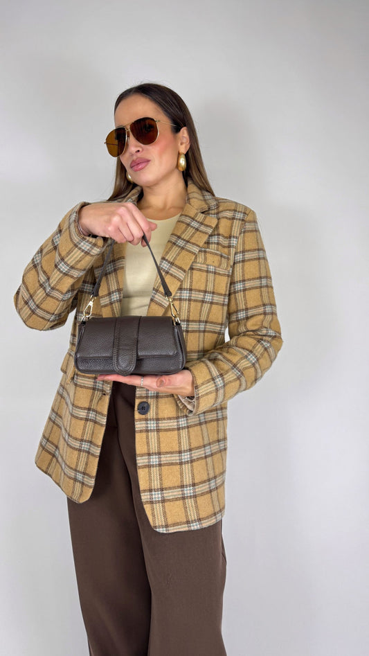 Borsa mini in pelle marrone