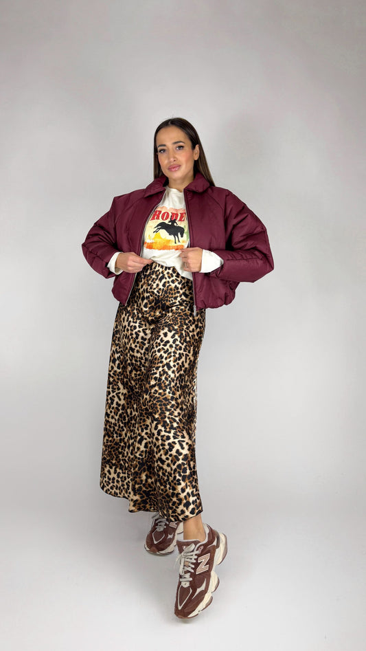 Gonna in satin maculata