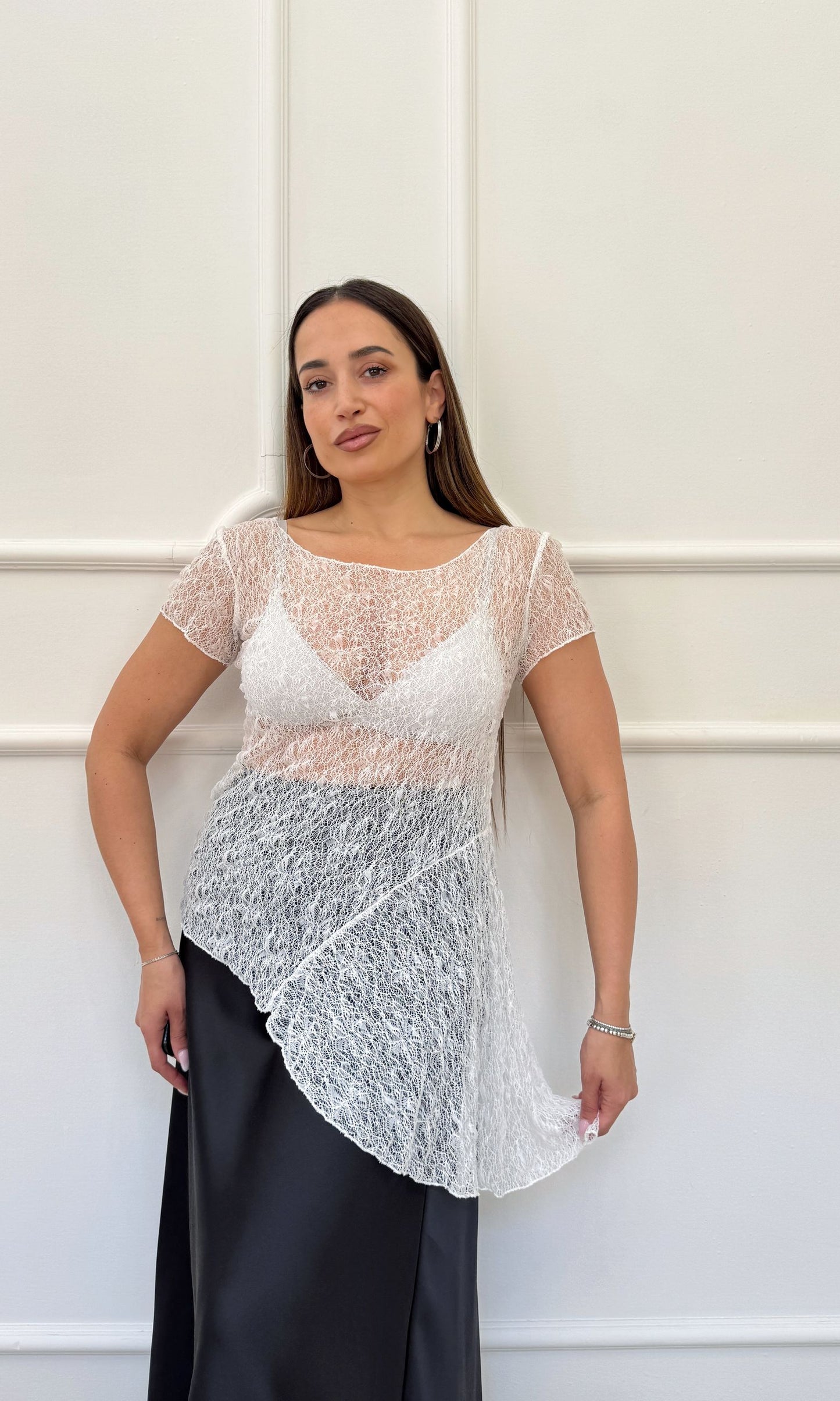 Maglia in pizzo trasparente