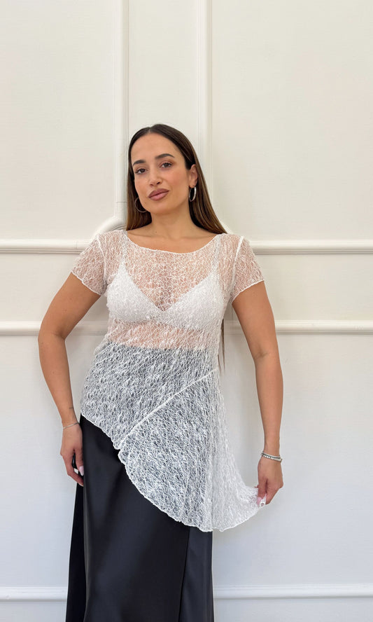 Maglia in pizzo trasparente