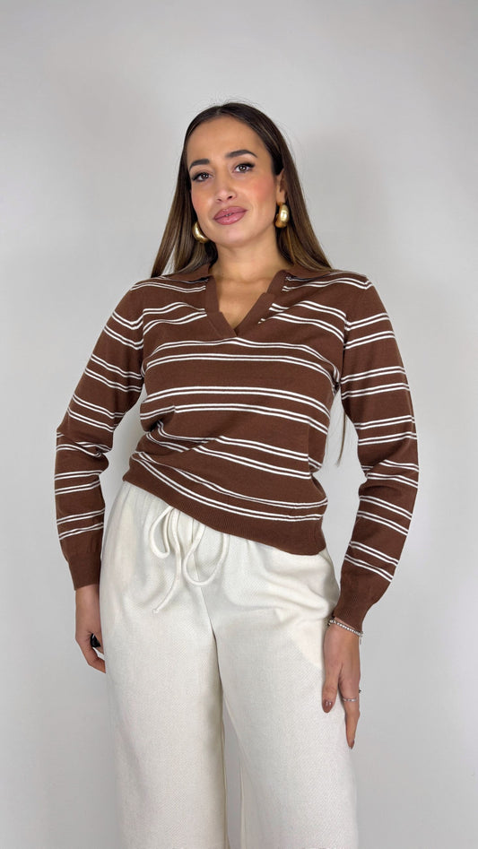 Maglia polo righe sottili