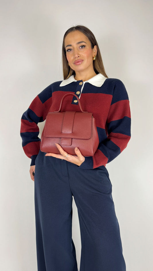 Bauletto Bordeaux in pelle
