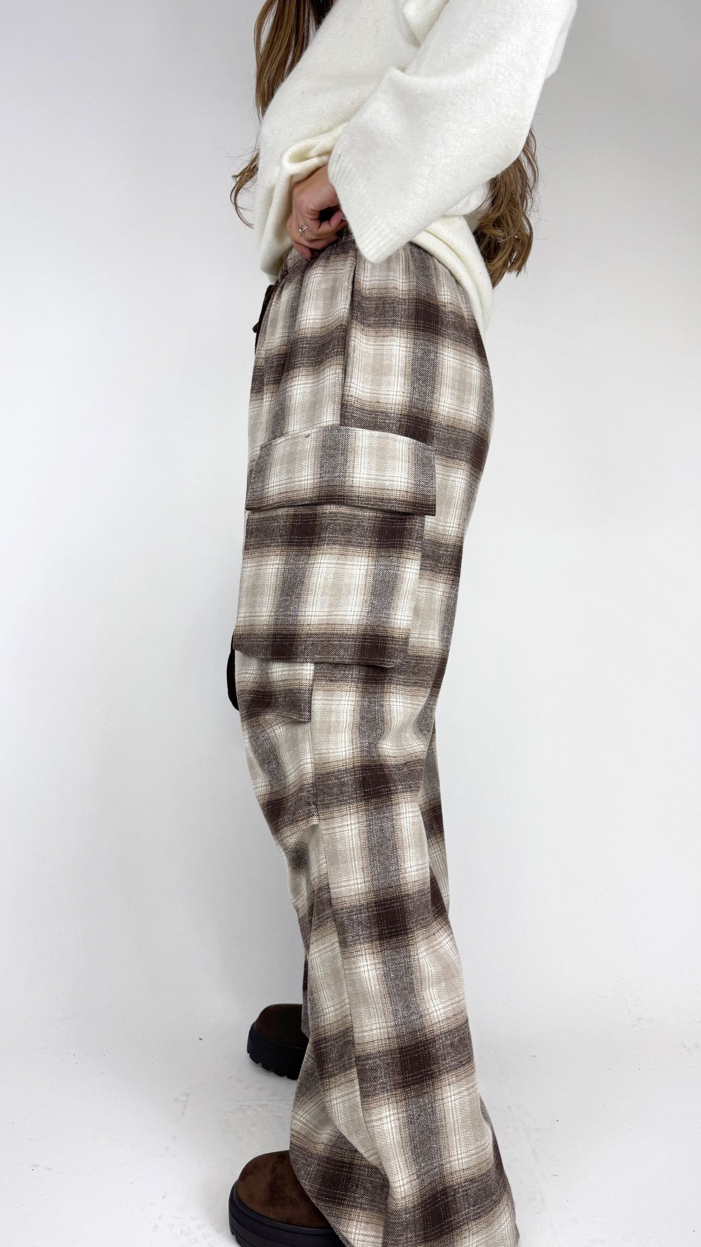 Pantalone a quadri Lumina Marrone