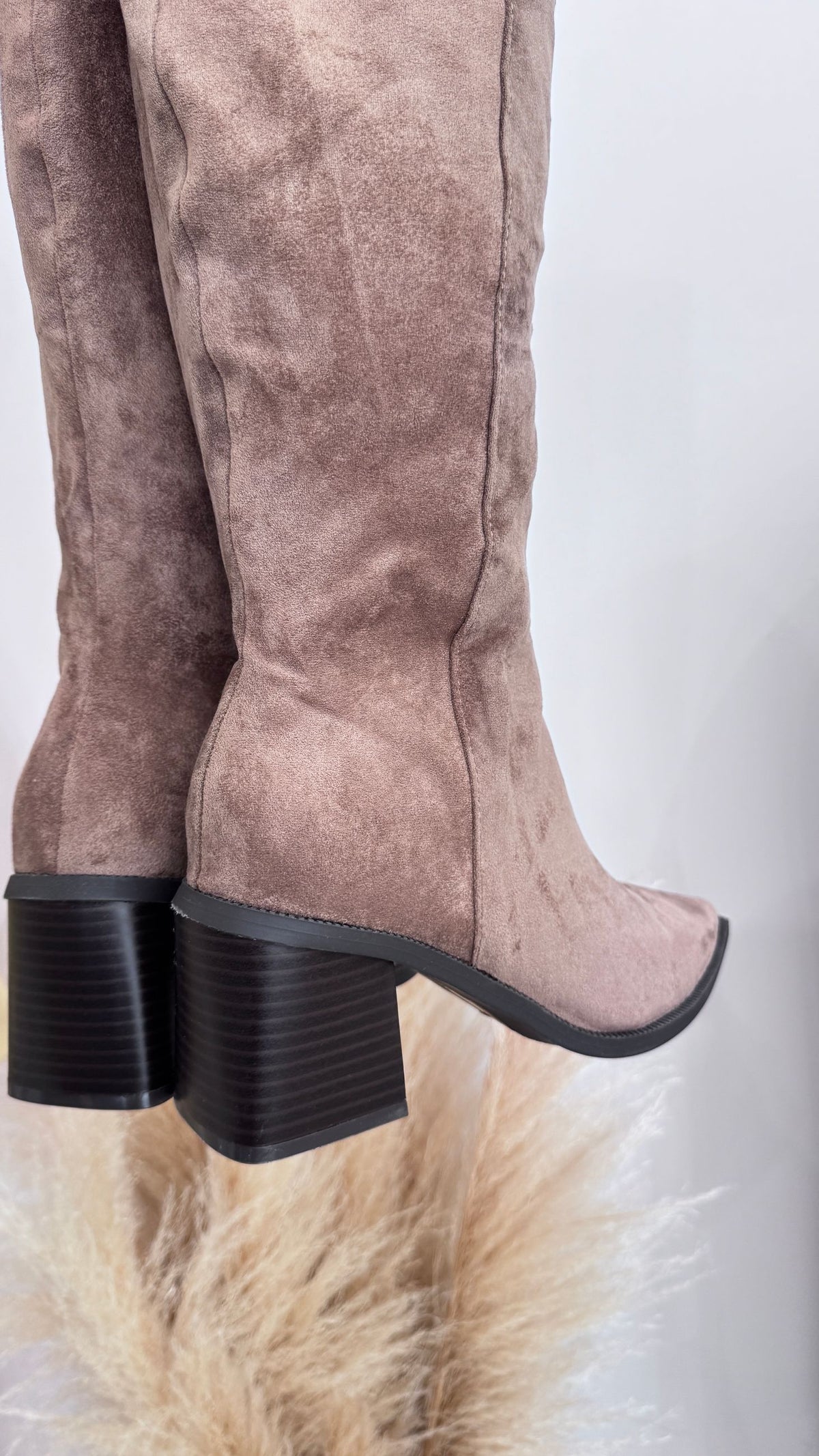 Stivale texano beige camoscio