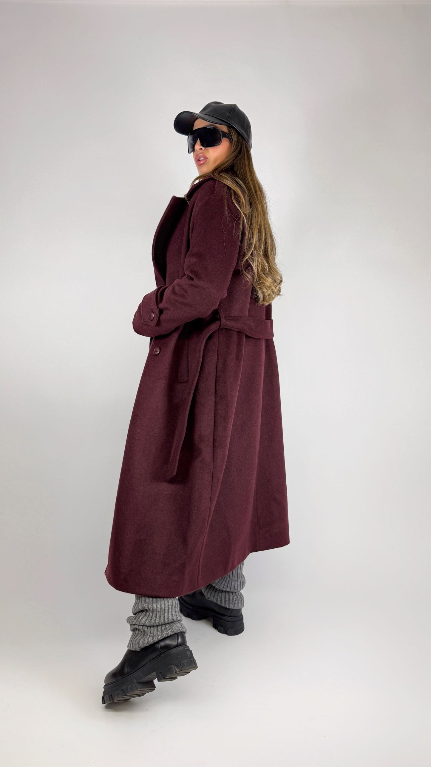 Cappotto Doppiopetto Bordeaux 'By Miriam Russo'