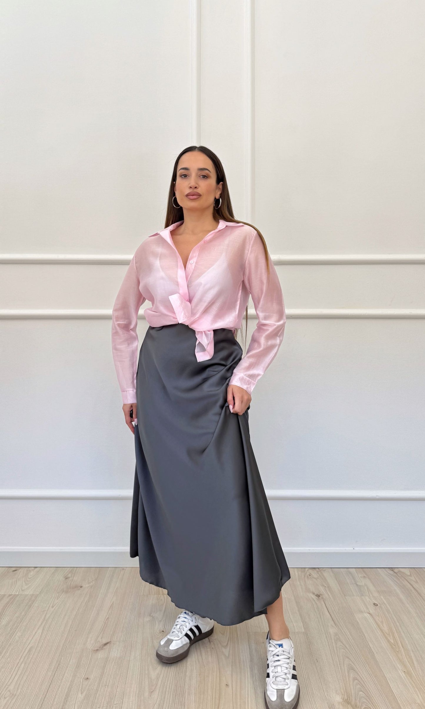 Gonna in satin midi
