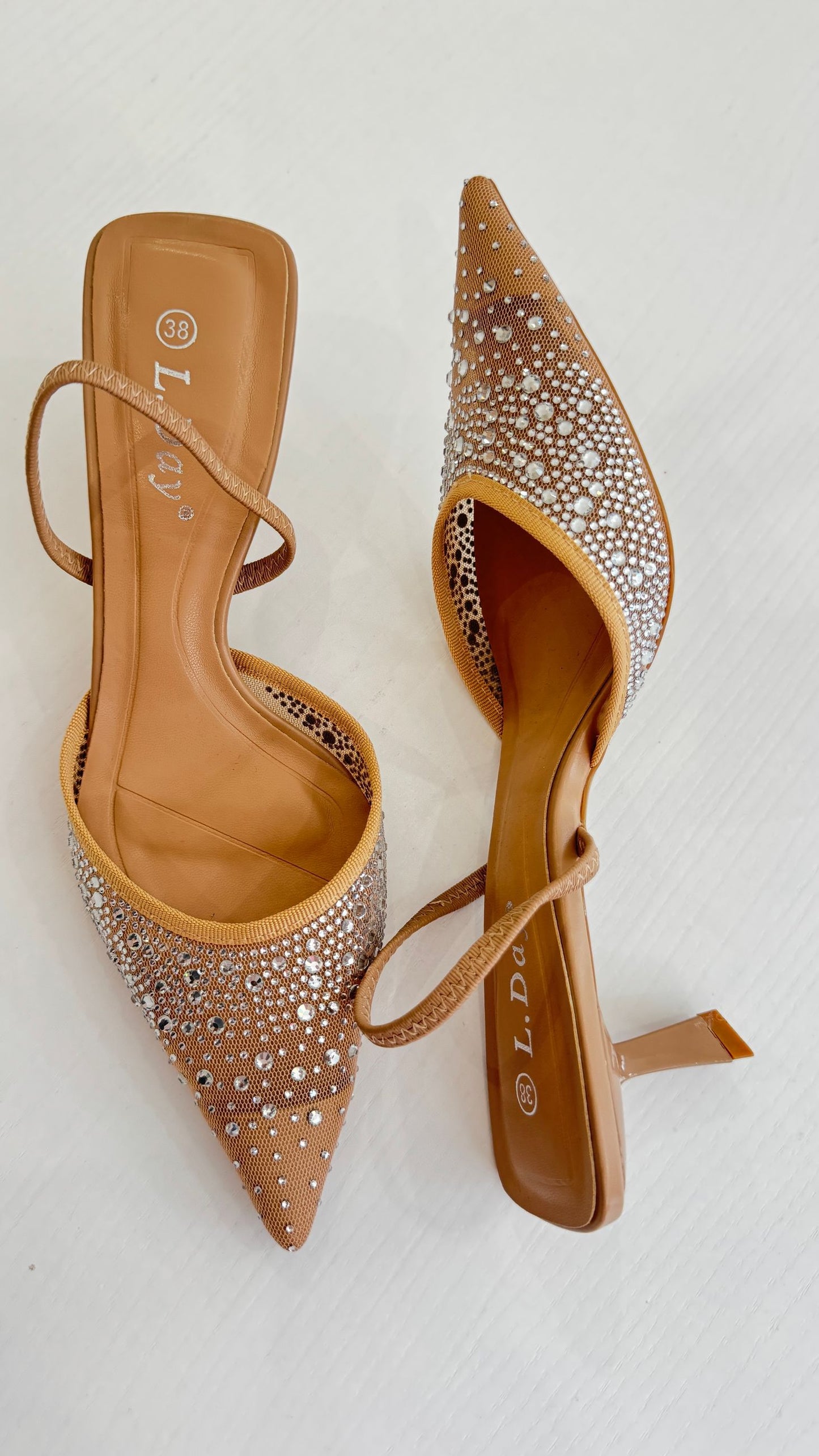 Slingback nude con brillantini