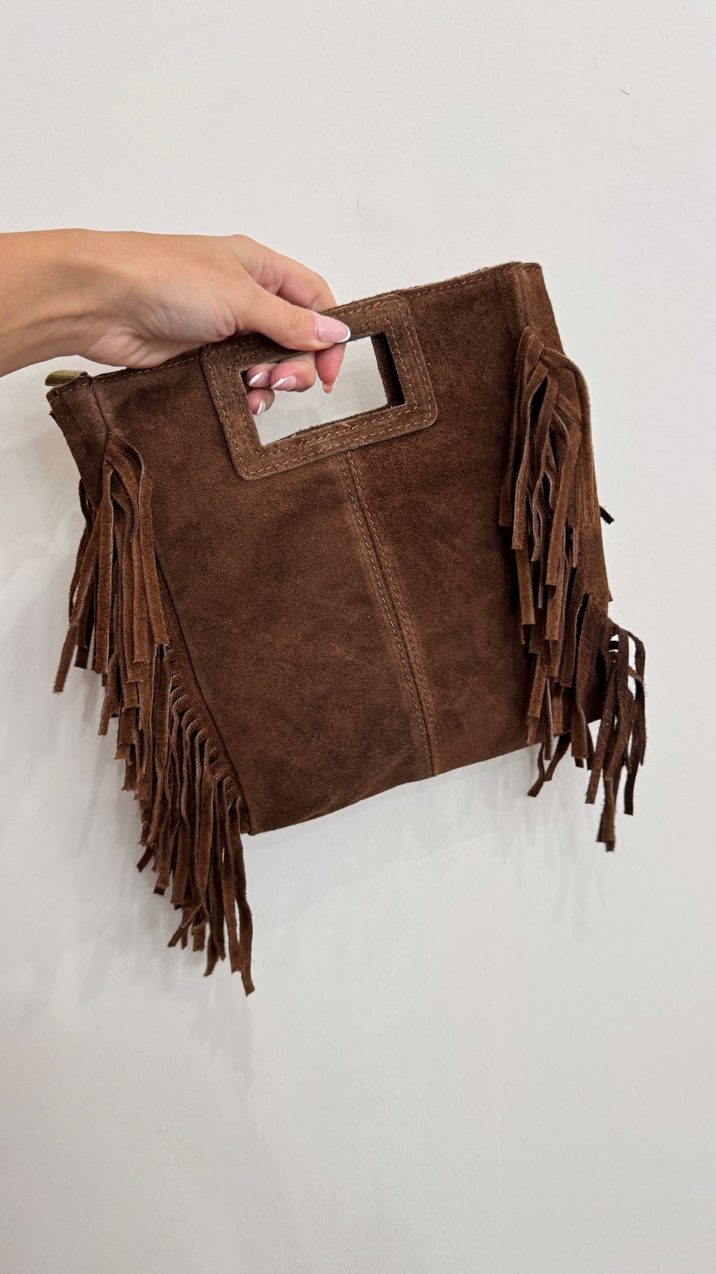 Borsa frange marrone