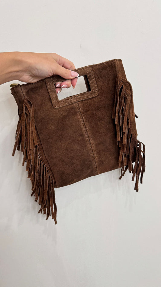Borsa frange marrone
