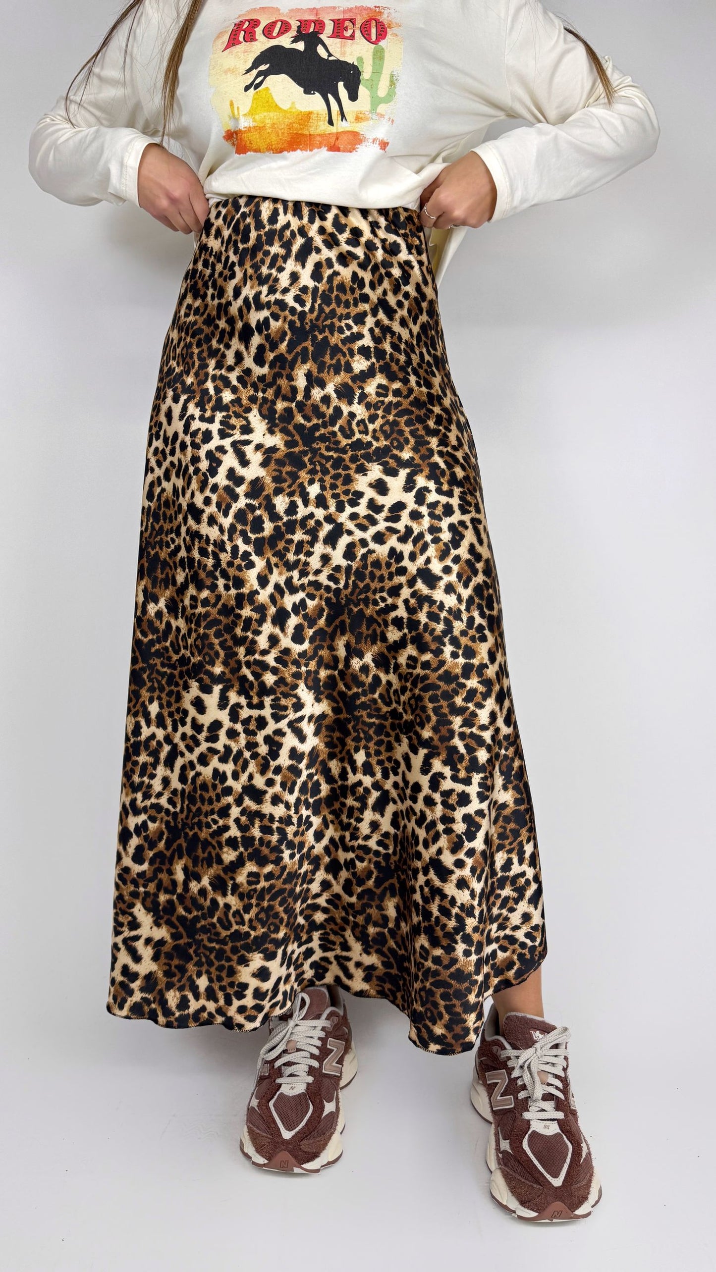 Gonna in satin maculata