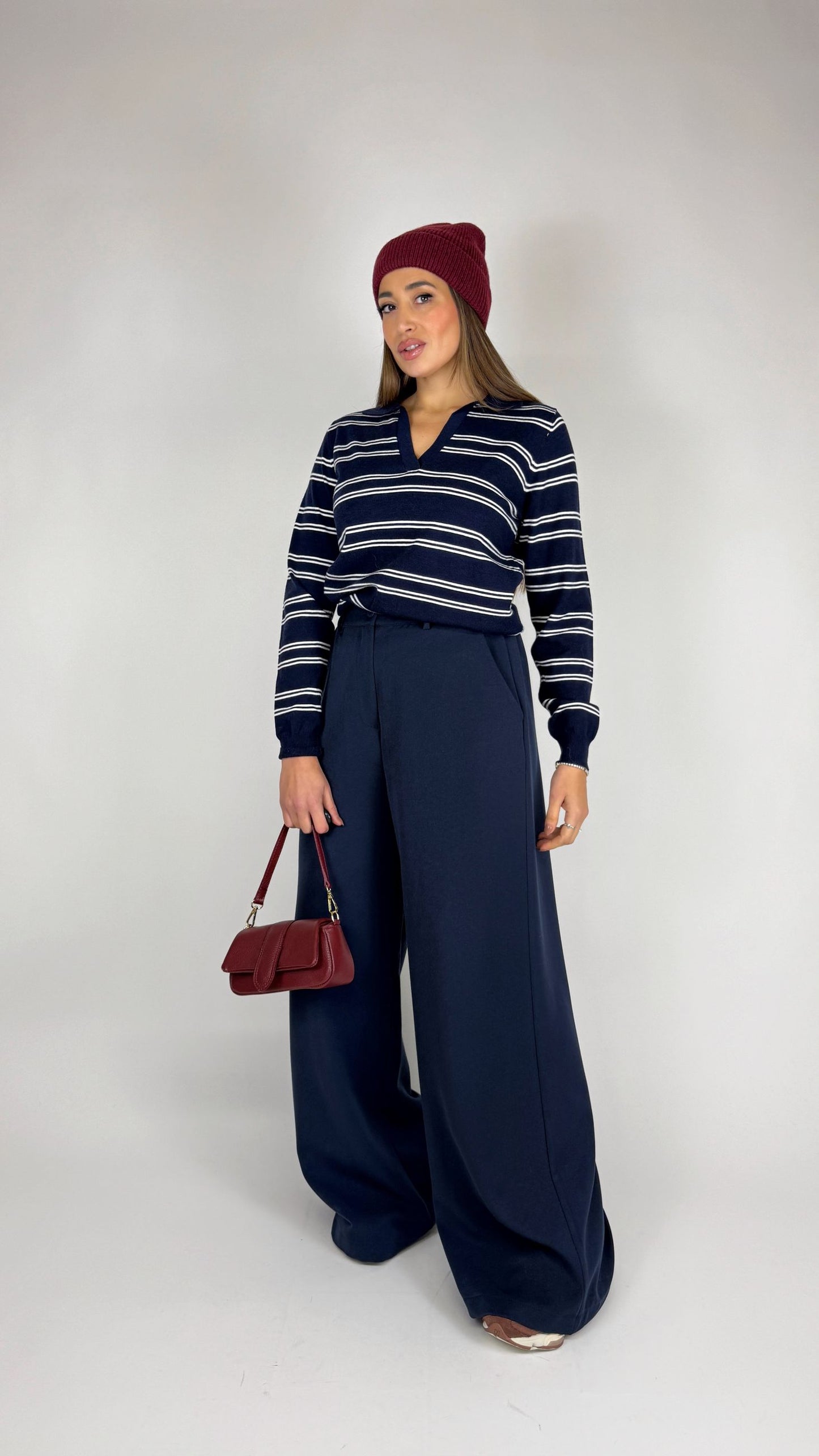 Maglia polo righe sottili