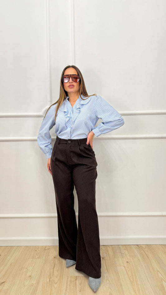 Pantalone con pences in lana