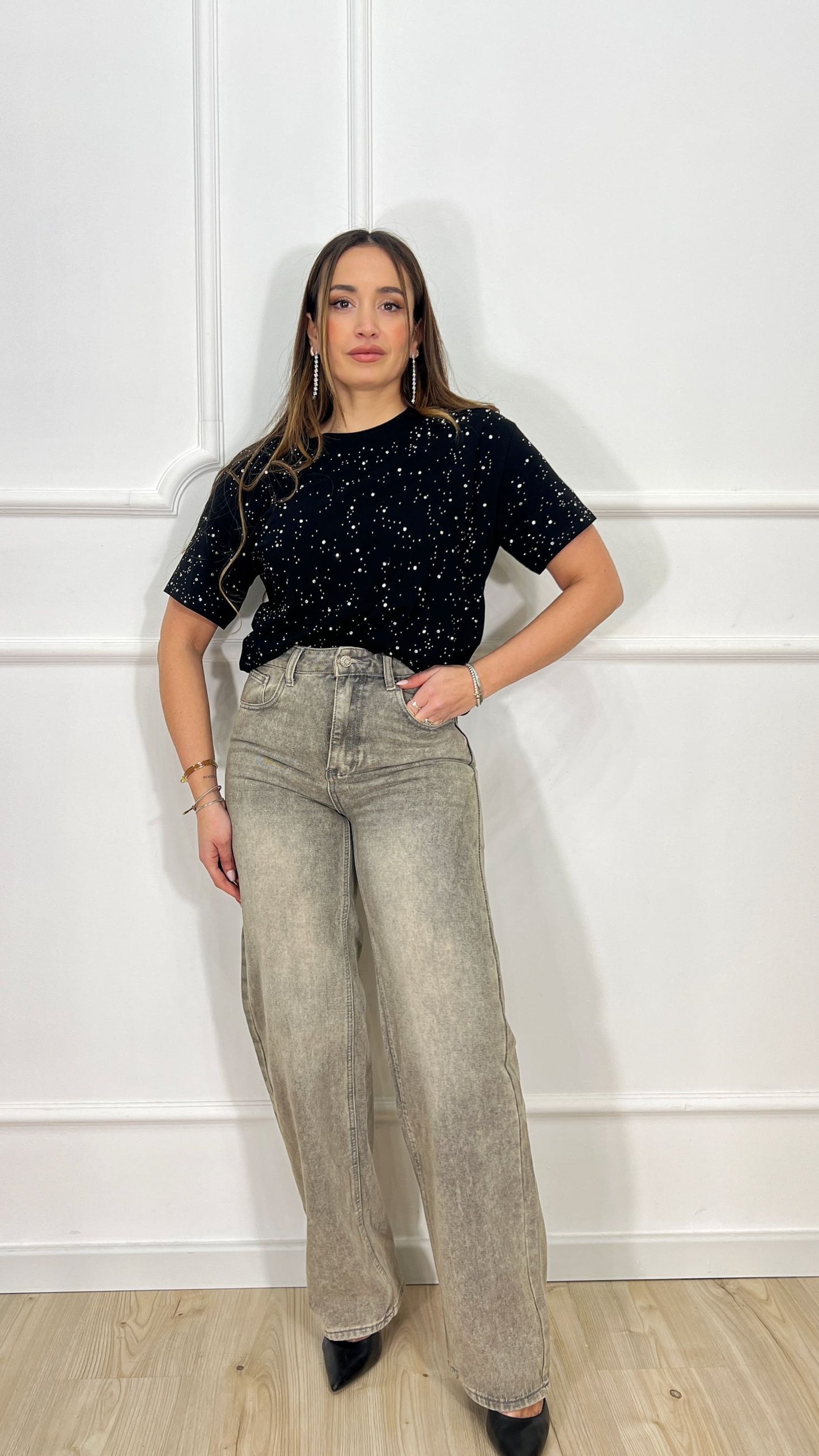 Jeans sabbia gamba larga
