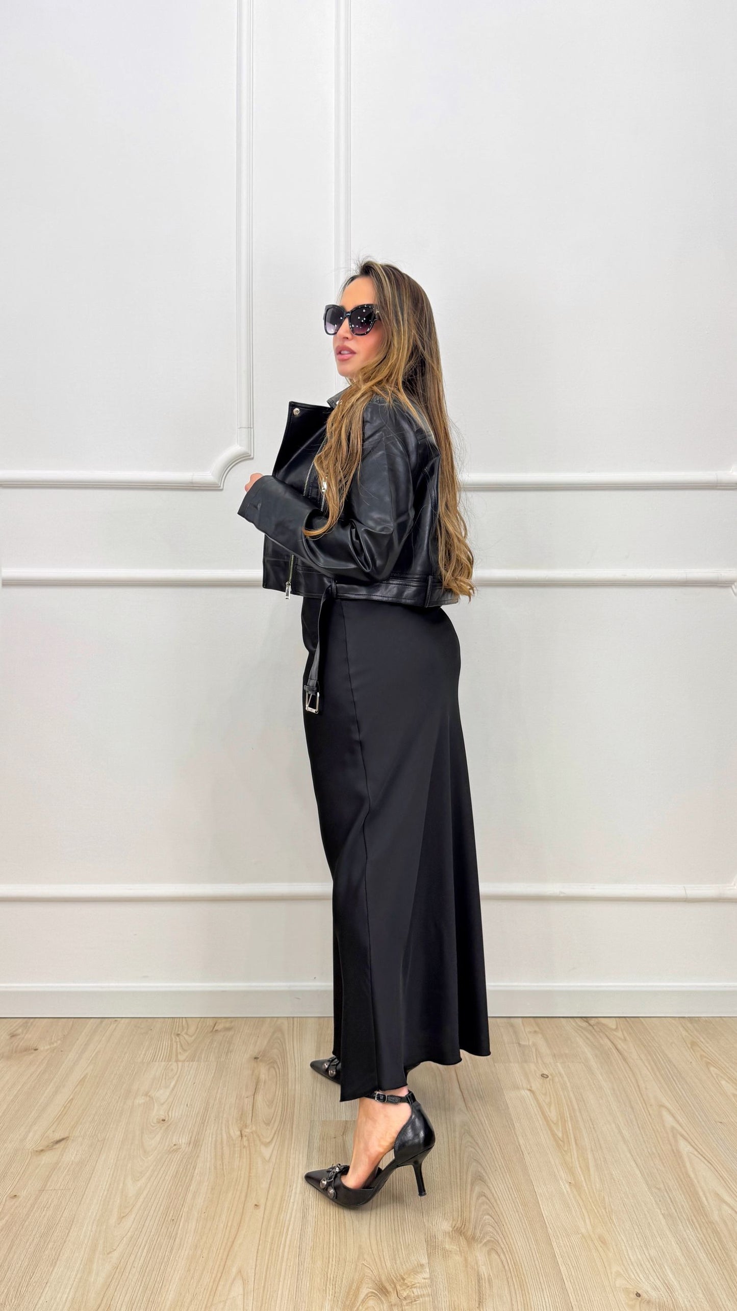 Gonna in satin lunga