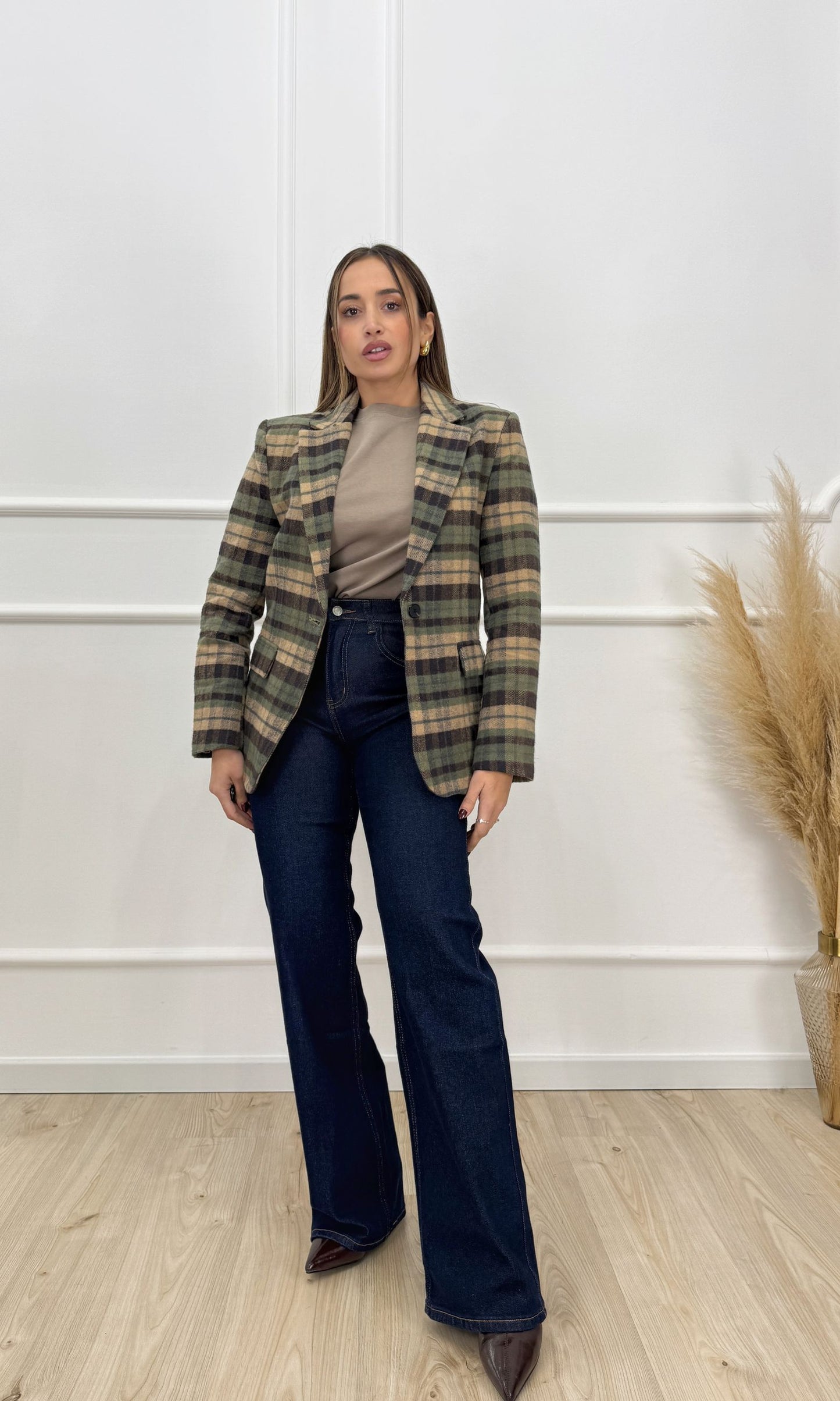 Giacca a quadri in panno