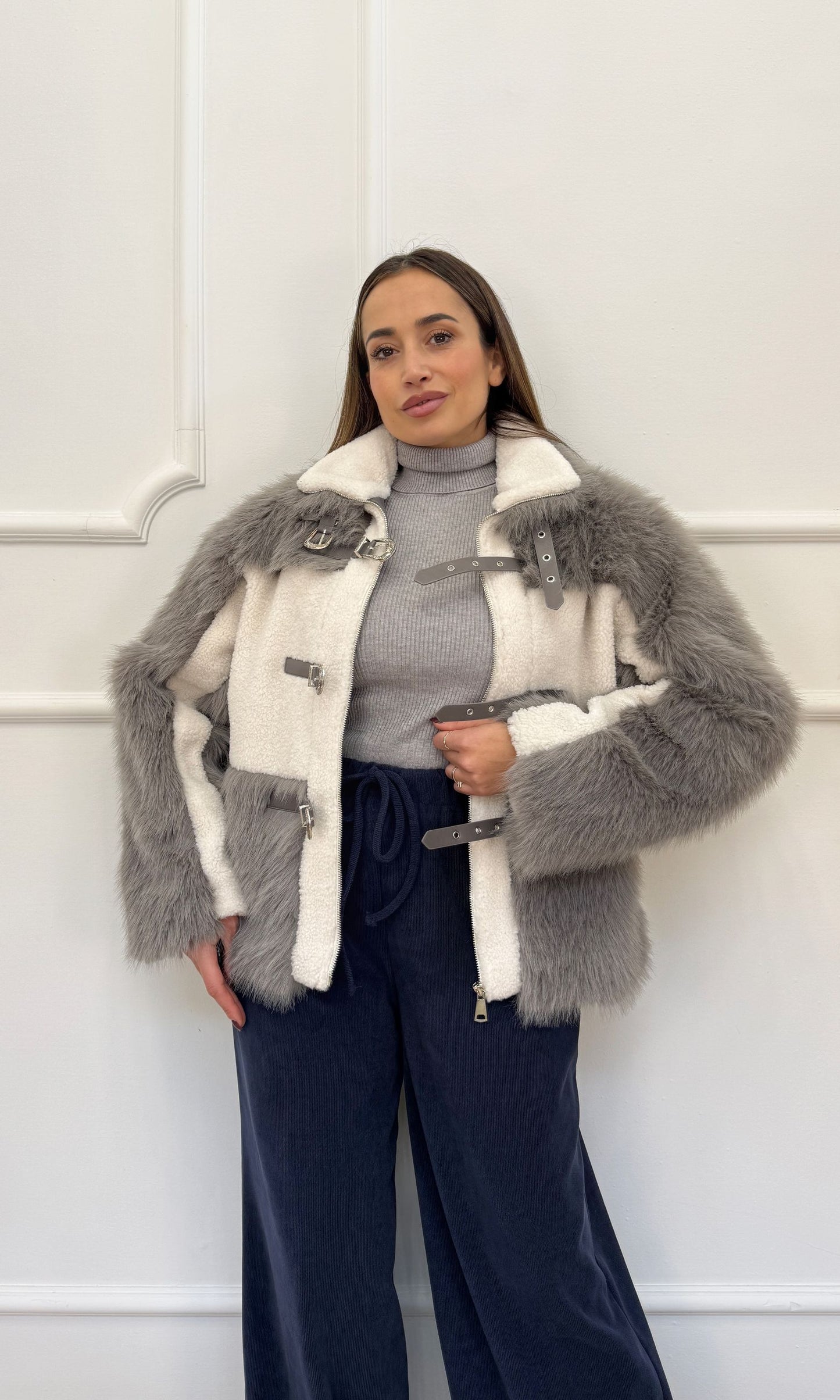 Ecopelliccia con Pile Grigia