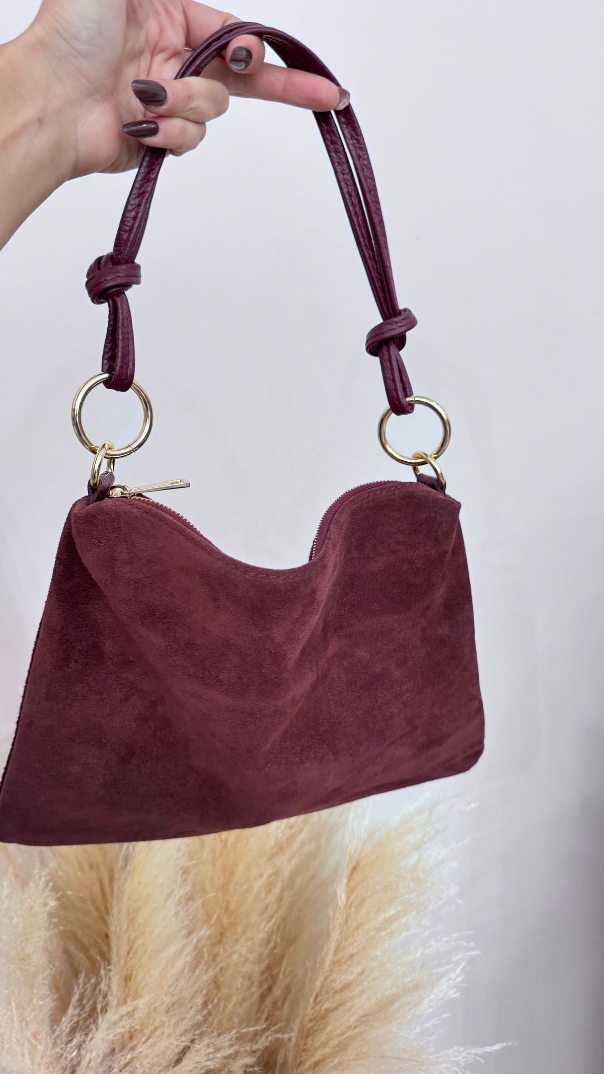 Borsa in camoscio bordeaux