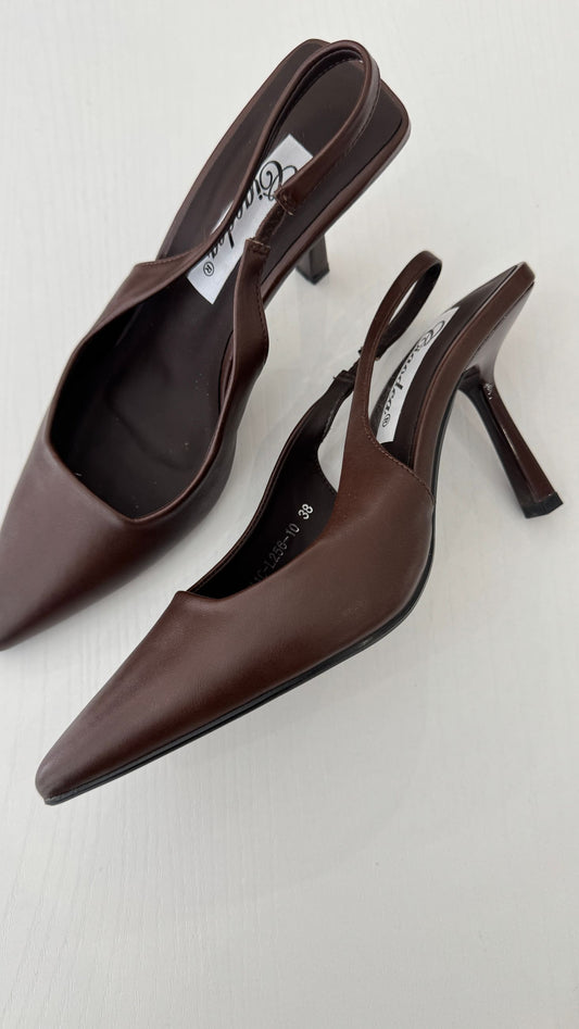 Décolleté slingback marroni