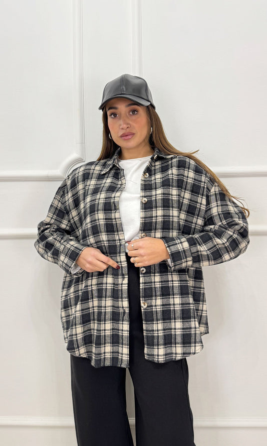 Camicia flanella con spalline nera