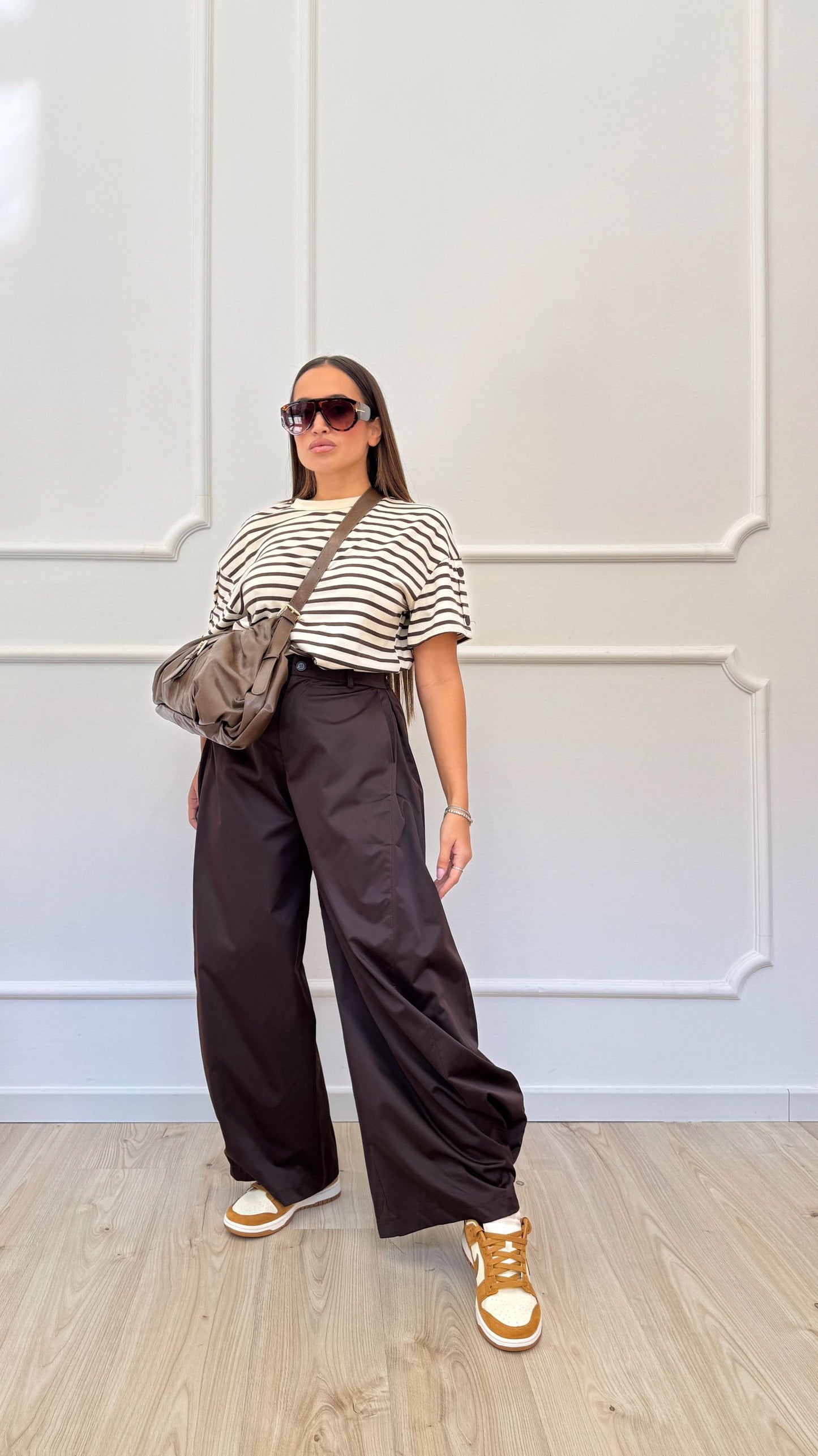 Pantalone balloon effetto raso
