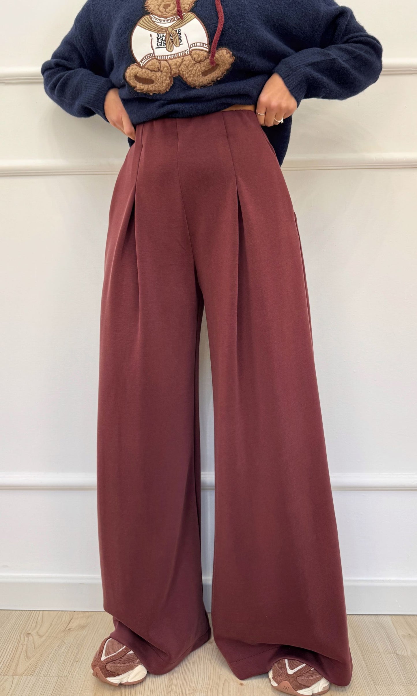 Pantalone modello tuta bordeaux