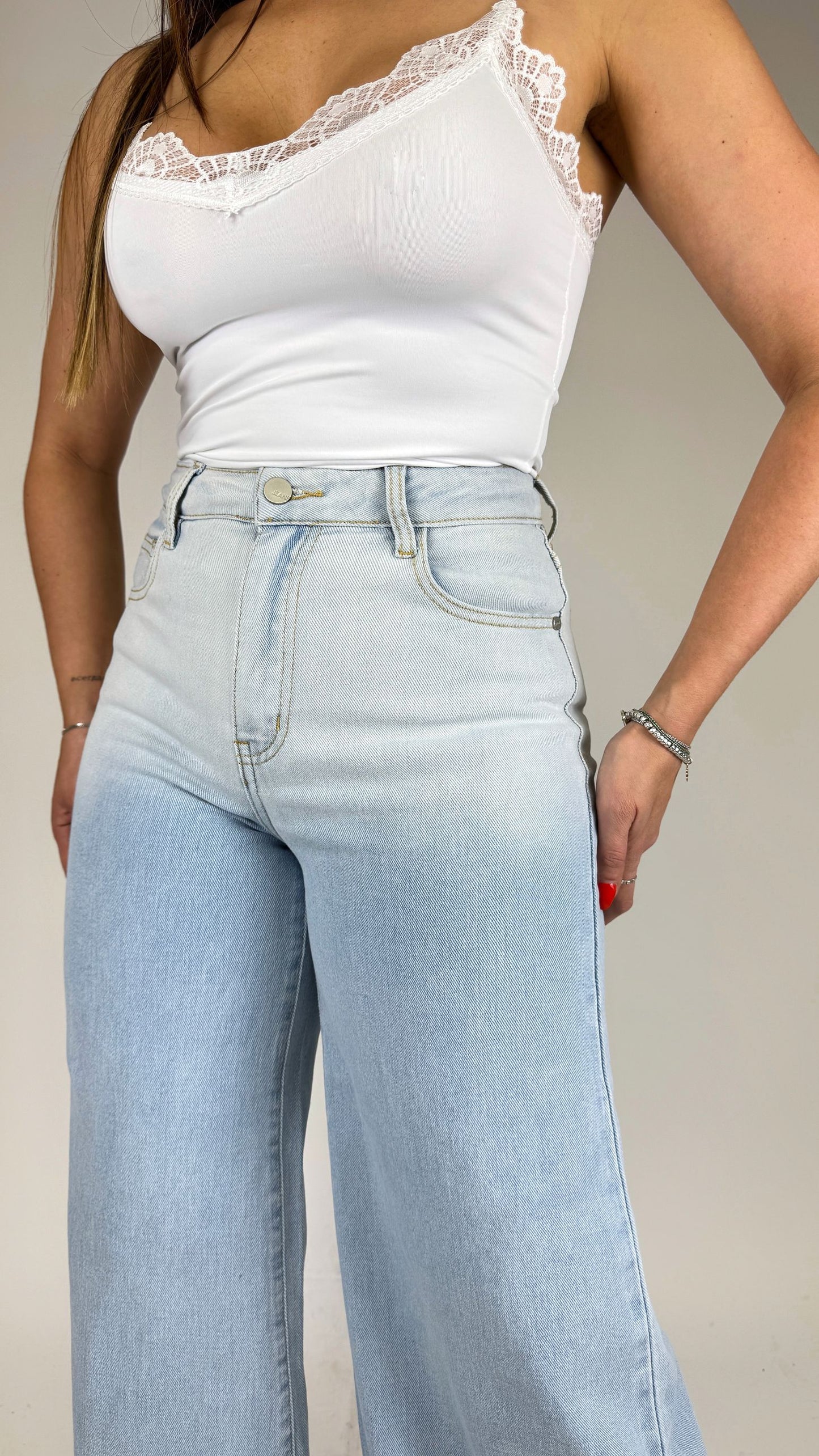 Jeans sfumato gamba larga