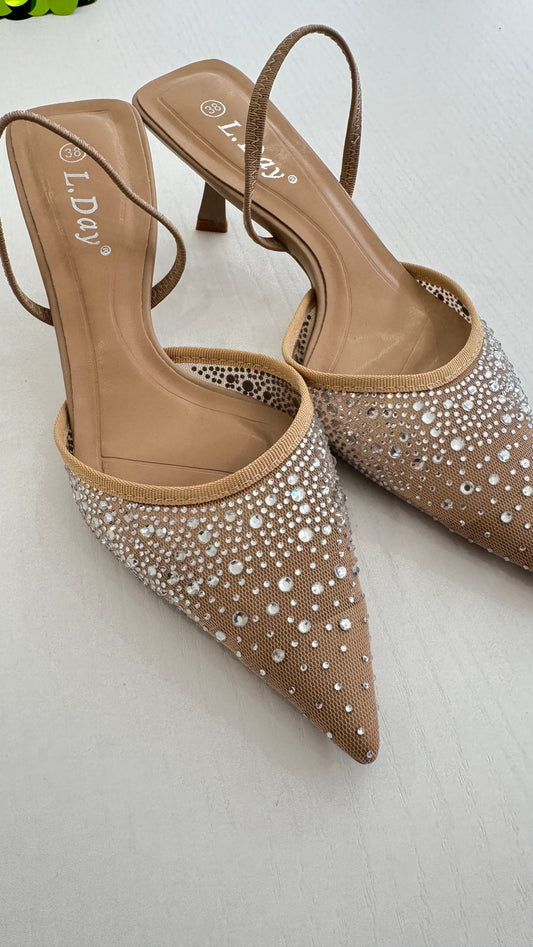Slingback nude con brillantini